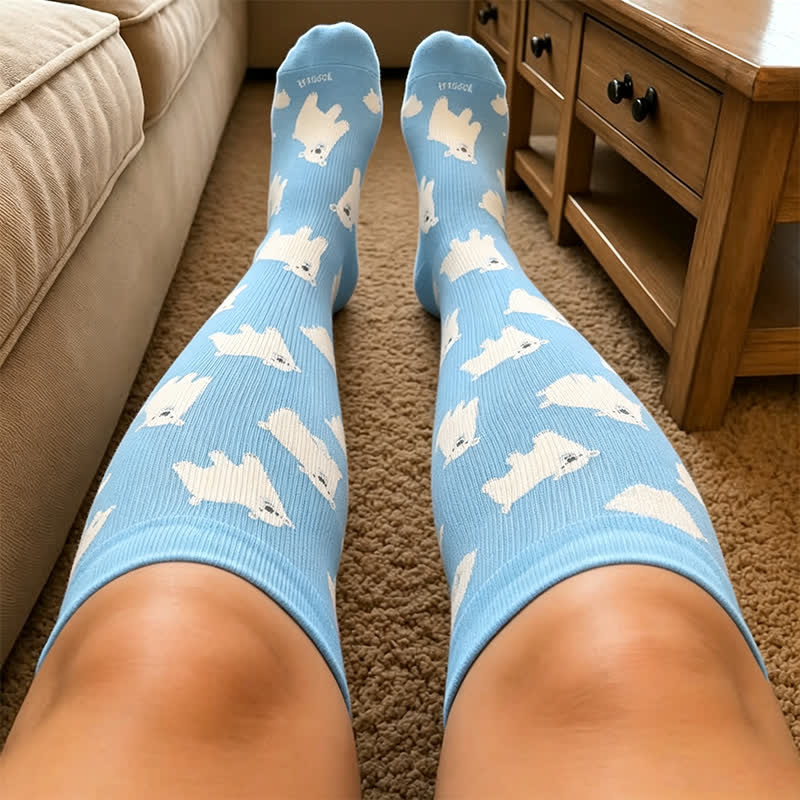 Plusock Plus Size Cartoon Flower & Animal Print Compression Socks - image 1