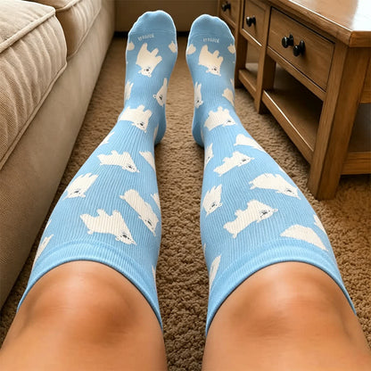 Plusock Plus Size Cartoon Flower & Animal Print Compression Socks - image 1