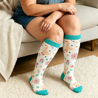 Plusock Plus Size Cartoon Flower & Animal Print Compression Socks - image 3