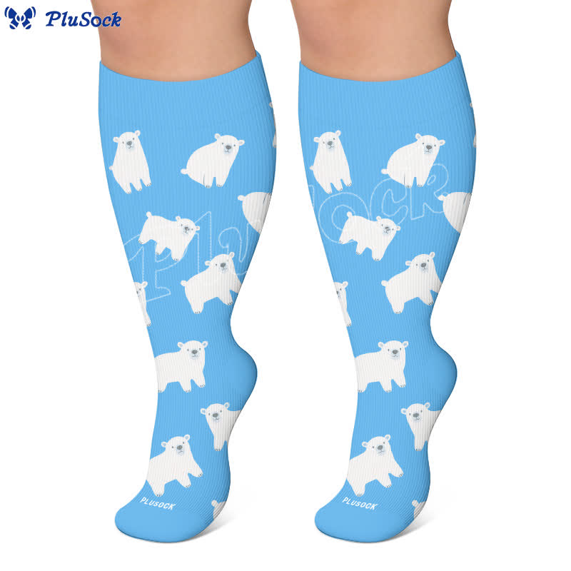 Plusock Plus Size Cartoon Flower & Animal Print Compression Socks - image 5