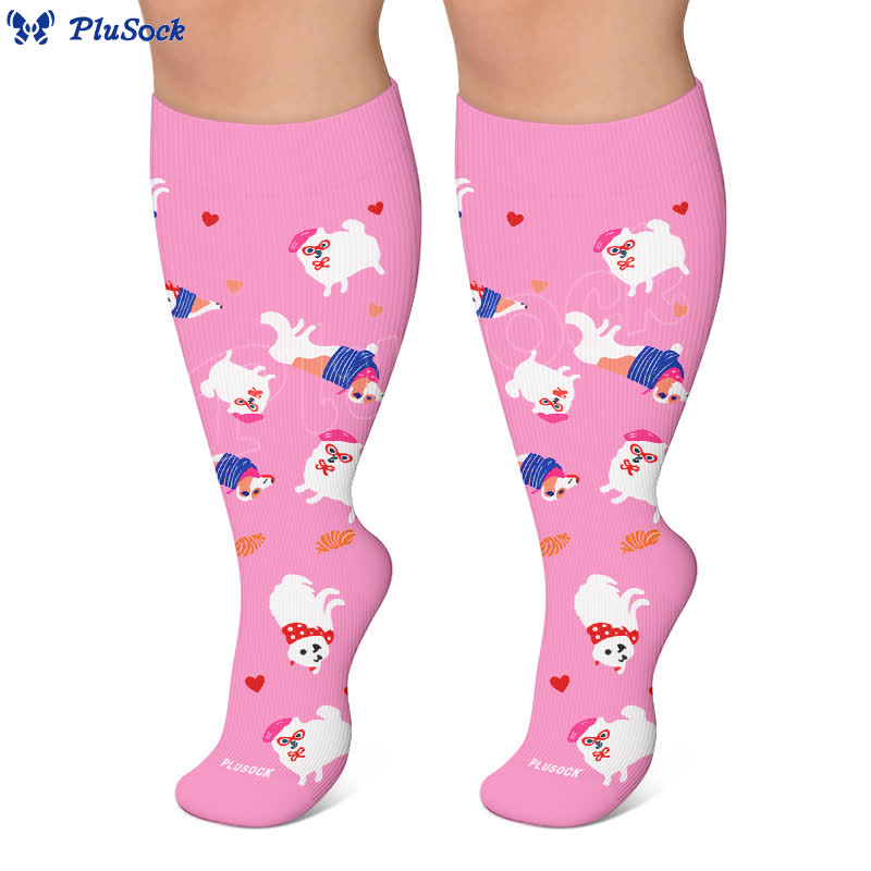 Plusock Plus Size Cartoon Flower & Animal Print Compression Socks - image 7