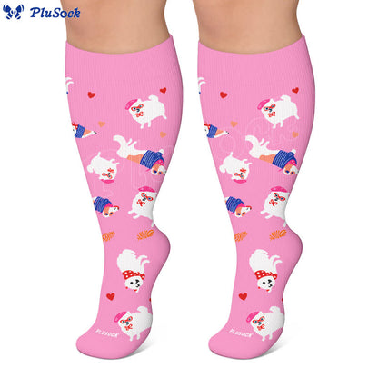 Plusock Plus Size Cartoon Flower & Animal Print Compression Socks - image 7