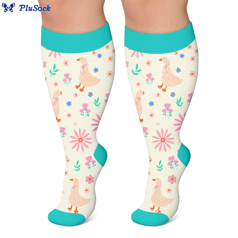 Plusock Plus Size Cartoon Flower & Animal Print Compression Socks - image 6