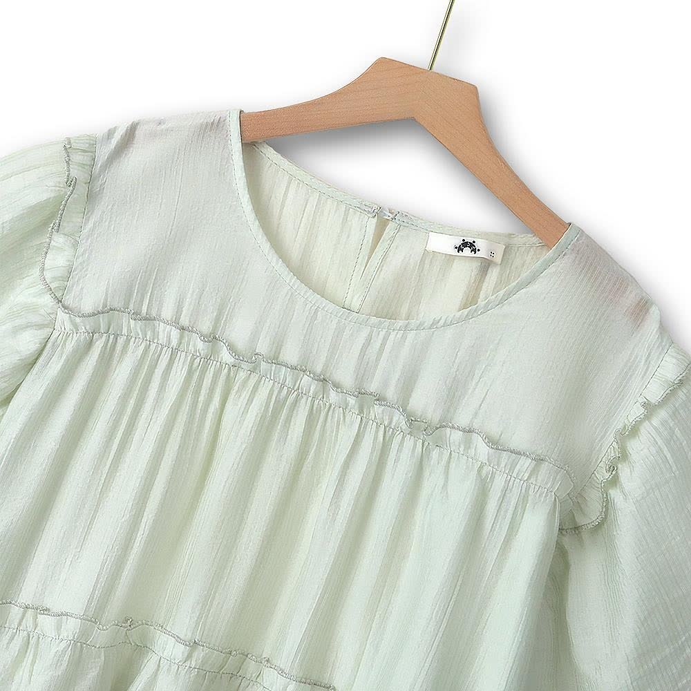 Plusock Plus Size Tiered Tencel Flutter Sleeve Blouse - image 1