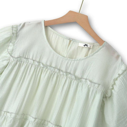 Plusock Plus Size Tiered Tencel Flutter Sleeve Blouse - image 1