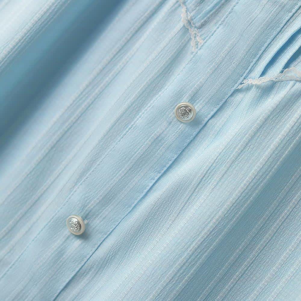Plusock Plus Size Blue Contrast Collar Bow Tie Ruffle Hem Dress - image 5