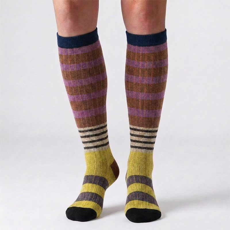 Plusock Colorful Stripe Print Compression Socks(6 Pairs) - image 6