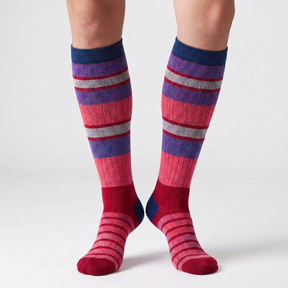 Plusock Colorful Stripe Print Compression Socks(6 Pairs) - image 1