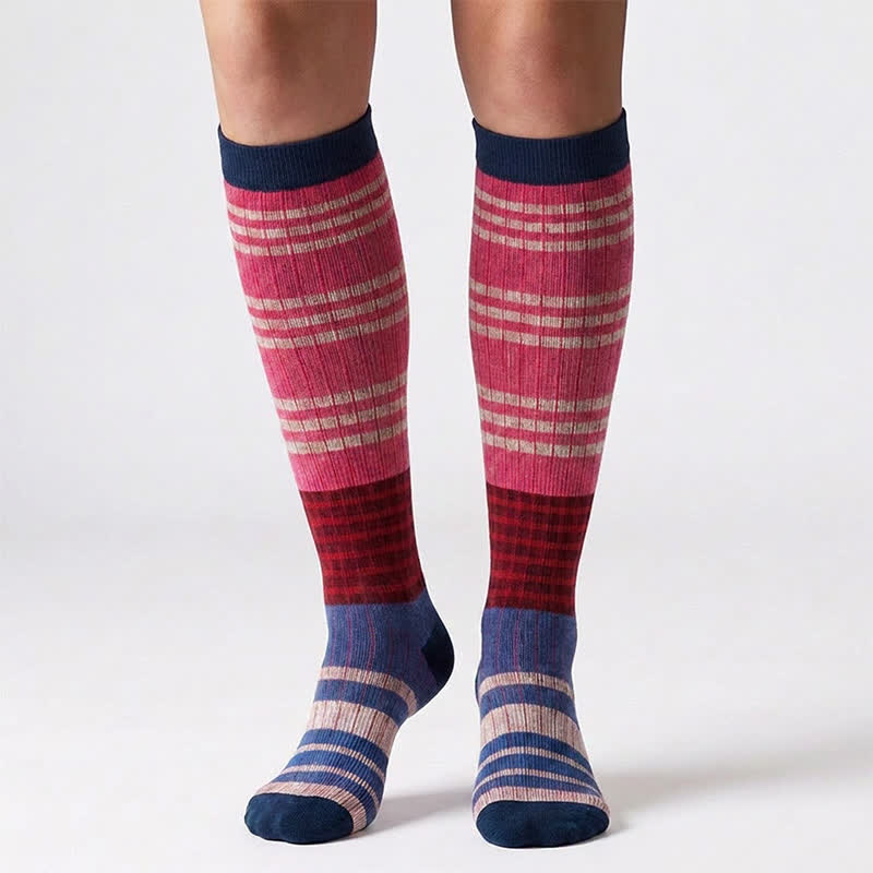 Plusock Colorful Stripe Print Compression Socks(6 Pairs) - image 4