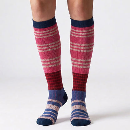 Plusock Colorful Stripe Print Compression Socks(6 Pairs) - image 4