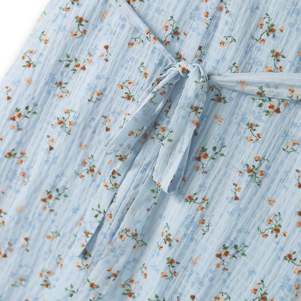 Plusock Plus Size Blue Floral Puff Sleeve Midi Dress - image 3