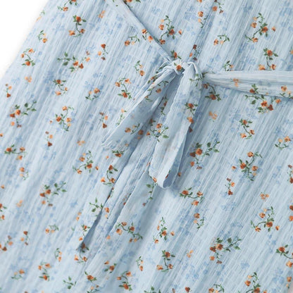 Plusock Plus Size Blue Floral Puff Sleeve Midi Dress - image 3