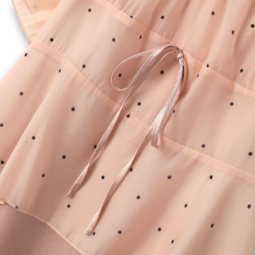 Plusock Blush Polka Dot Layered Chiffon Tie Waist Dress - image 2
