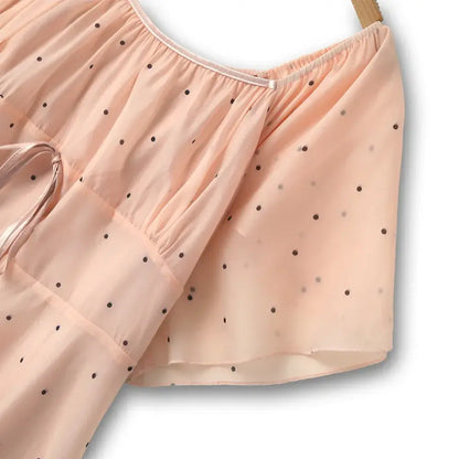 Plusock Blush Polka Dot Layered Chiffon Tie Waist Dress - image 3