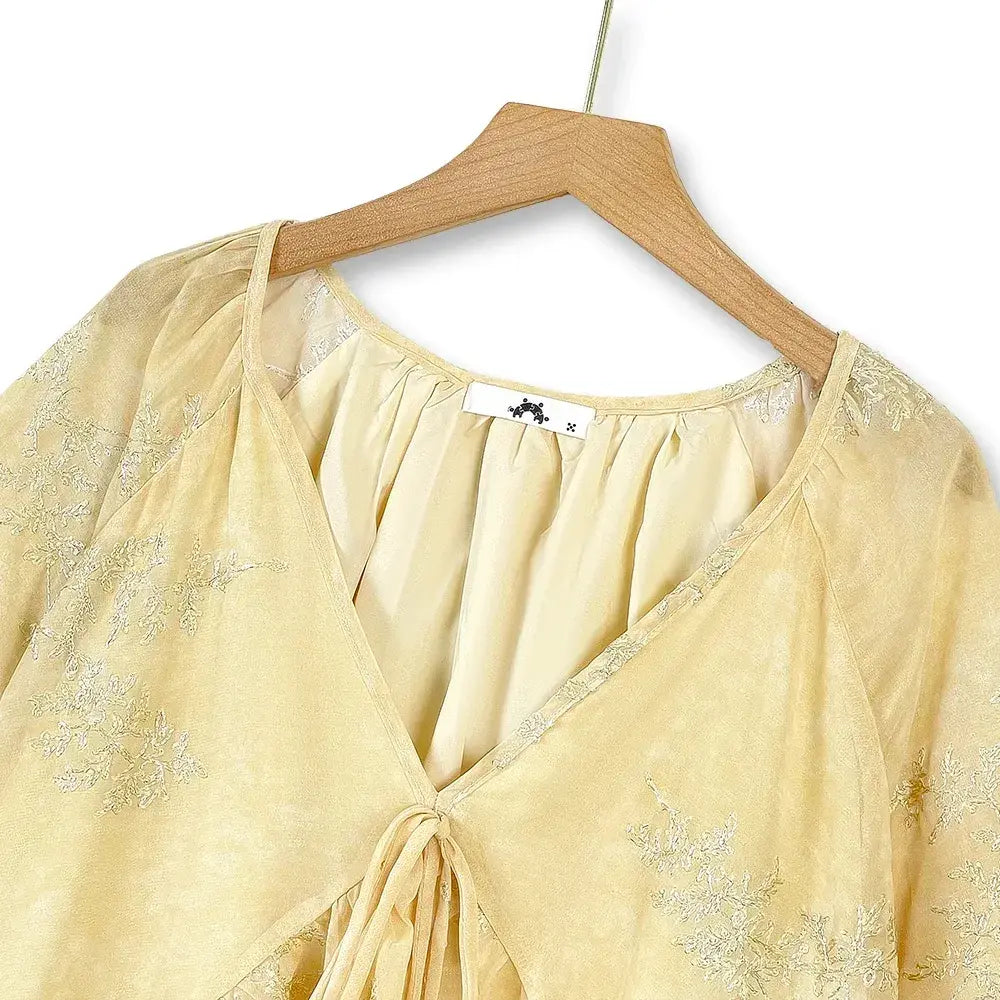Plusock Plus Size Yellow Floral Cape Top Maxi Skirt Set - image 1