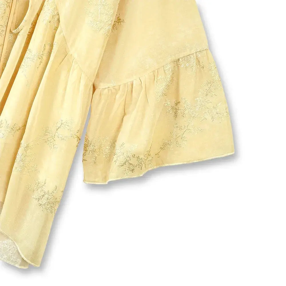 Plusock Plus Size Yellow Floral Cape Top Maxi Skirt Set - image 4
