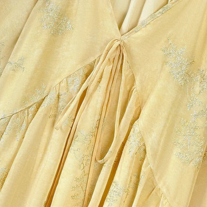 Plusock Plus Size Yellow Floral Cape Top Maxi Skirt Set - image 2