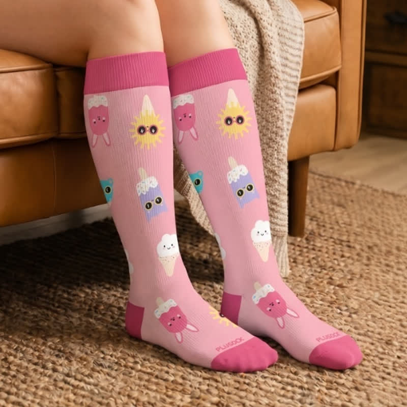 Plusock Plus Size Beach Capybara & Dog Print Compression Socks - image 2