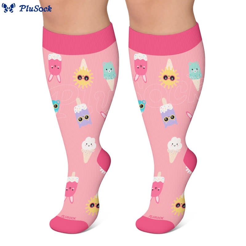 Plusock Plus Size Beach Capybara & Dog Print Compression Socks - image 6