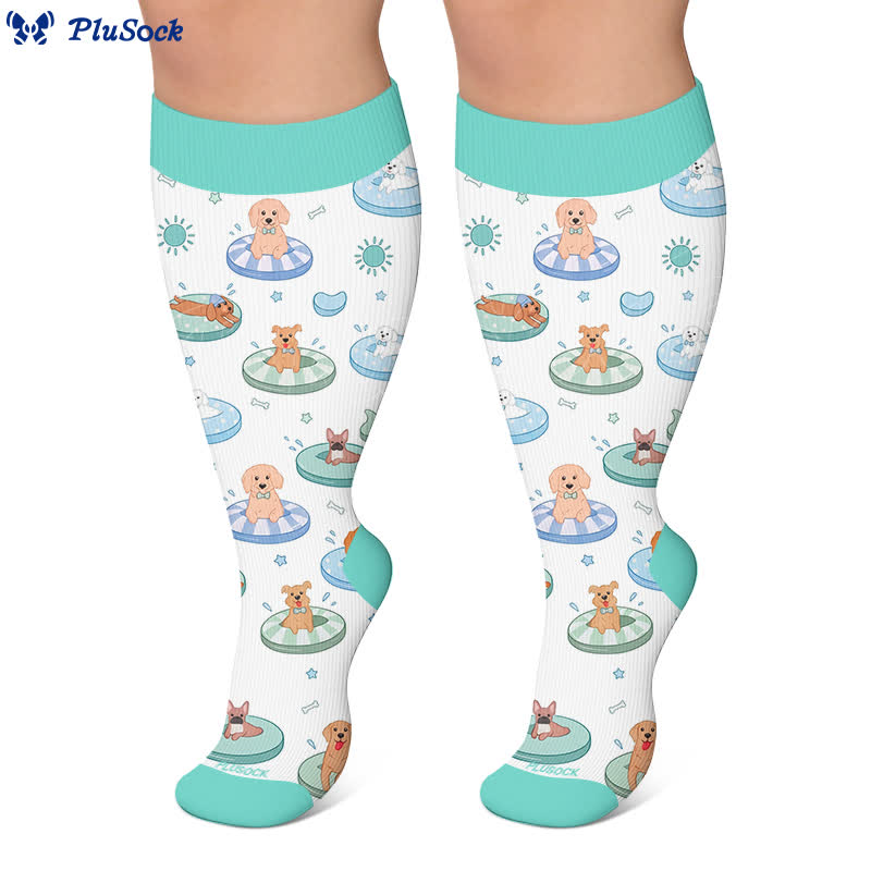 Plusock Plus Size Beach Capybara & Dog Print Compression Socks - image 5