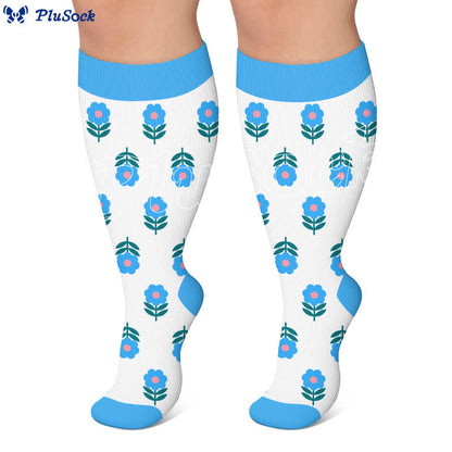 Plusock Plus Size Pastel Daisy Compression Socks - image 5
