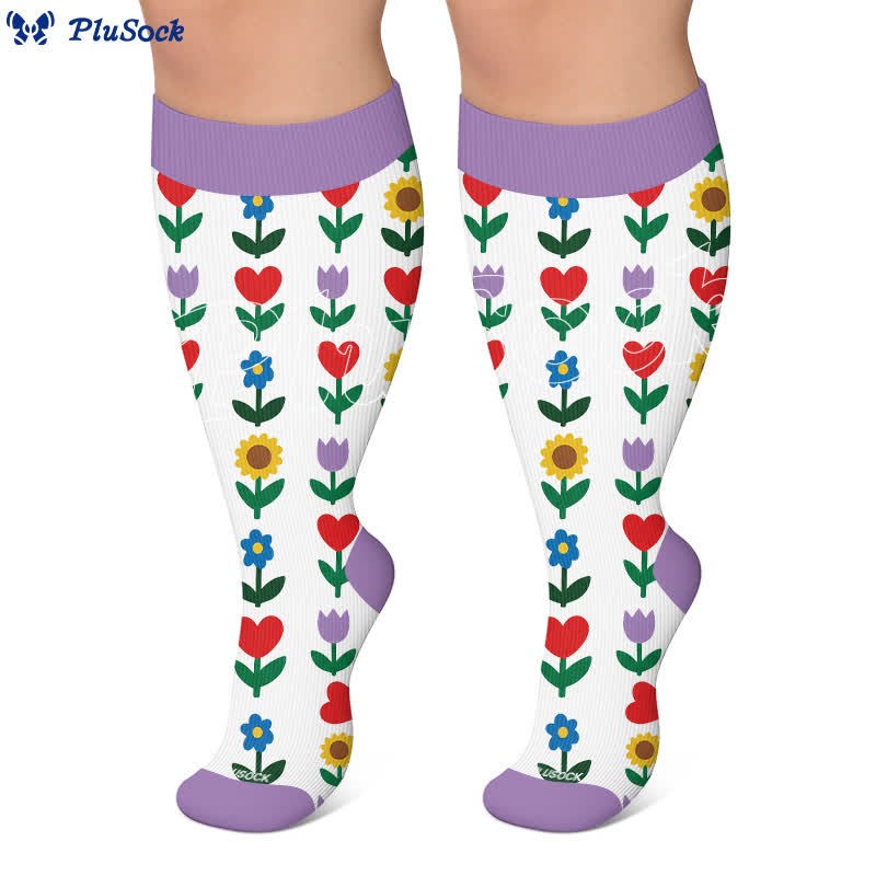 Plusock Plus Size Pastel Daisy Compression Socks - image 7