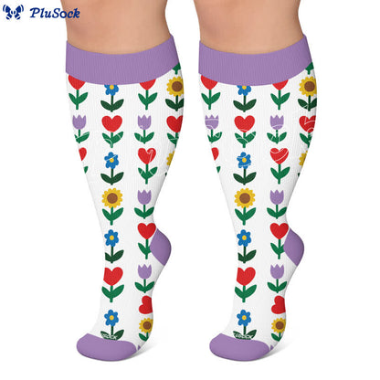 Plusock Plus Size Pastel Daisy Compression Socks - image 7