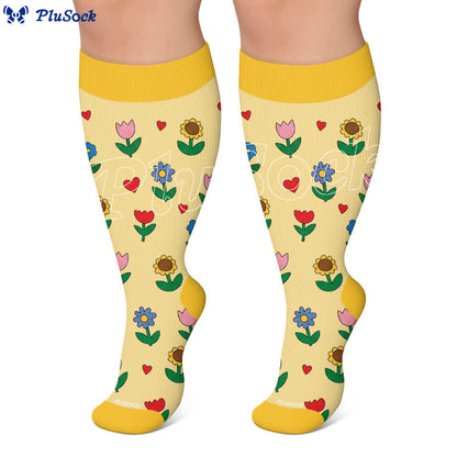 Plusock Plus Size Pastel Daisy Compression Socks - image 6