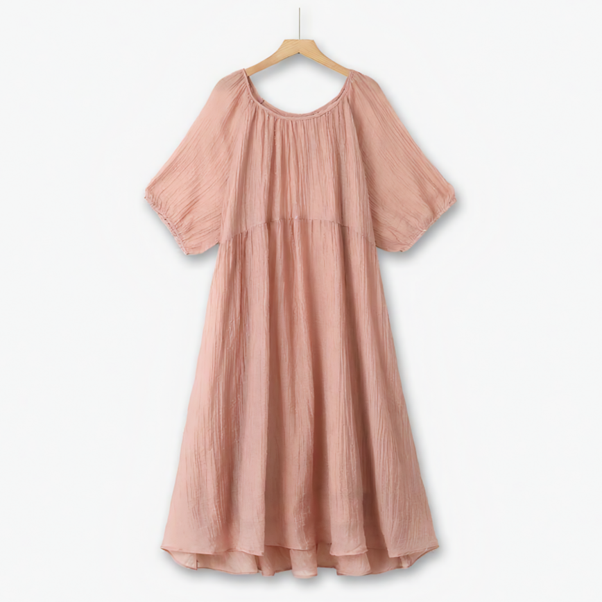 Plusock Plus Size Pink Textured Empire Midaxi Dress - Pink - 6XL - image 0
