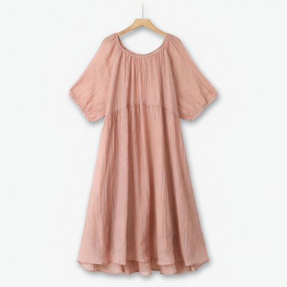 Plusock Plus Size Pink Textured Empire Midaxi Dress - Pink - 6XL - image 0