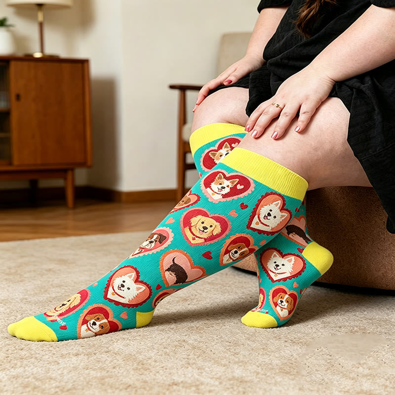 Plusock Plus Size Heart Sunglasses Dog Compression Socks - image 2