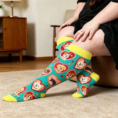 Plusock Plus Size Heart Sunglasses Dog Compression Socks - image 2