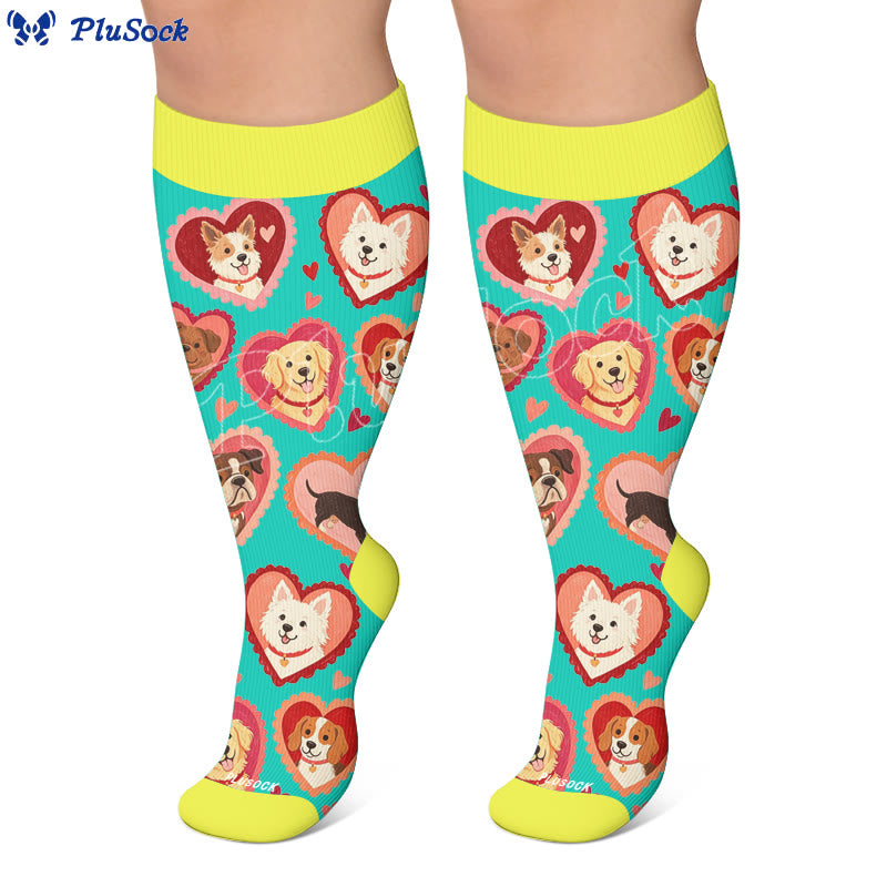 Plusock Plus Size Heart Sunglasses Dog Compression Socks - image 6
