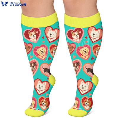 Plusock Plus Size Heart Sunglasses Dog Compression Socks - image 6
