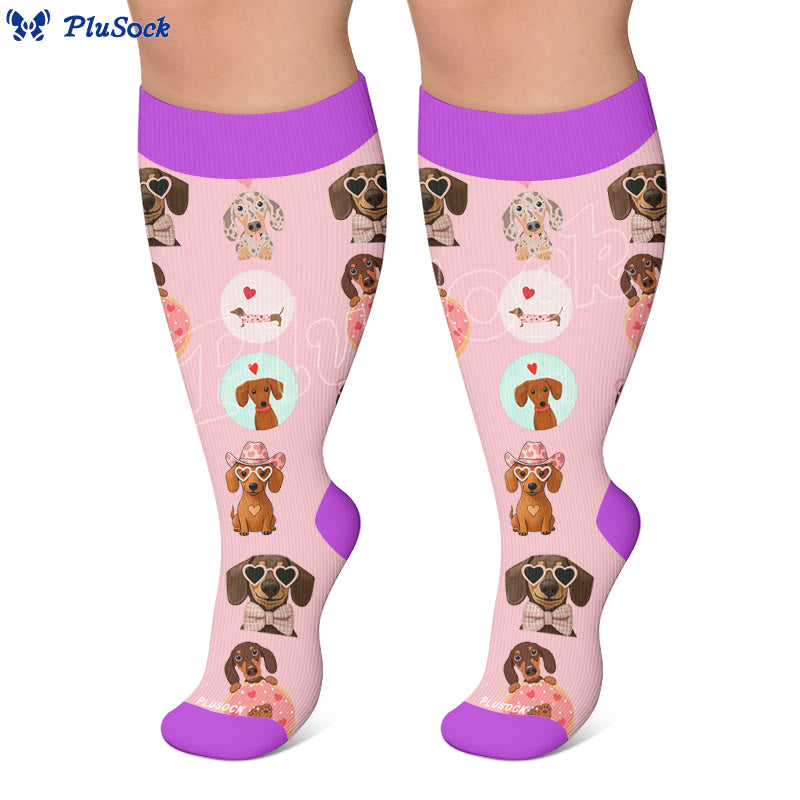 Plusock Plus Size Heart Sunglasses Dog Compression Socks - image 7