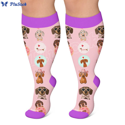 Plusock Plus Size Heart Sunglasses Dog Compression Socks - image 7