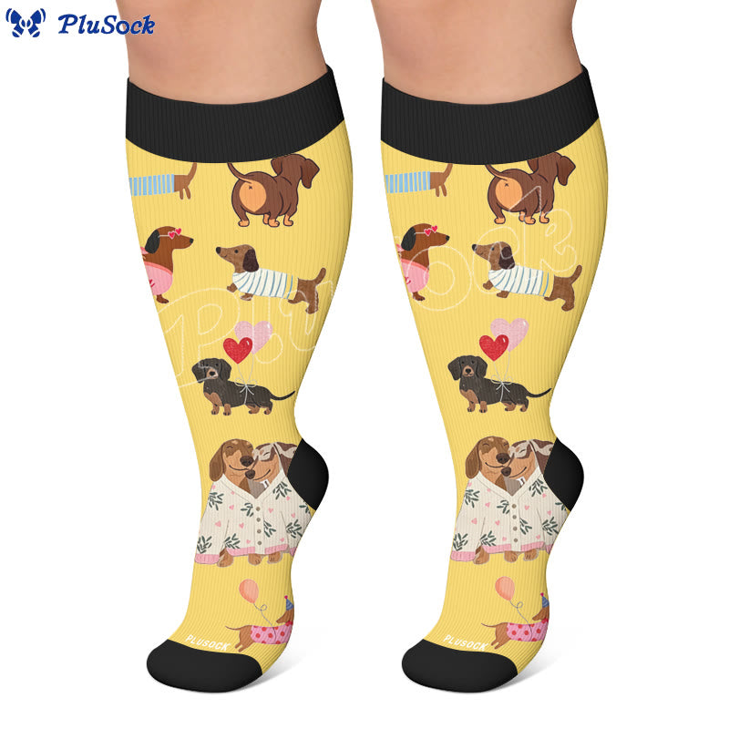 Plusock Plus Size Heart Sunglasses Dog Compression Socks - image 5