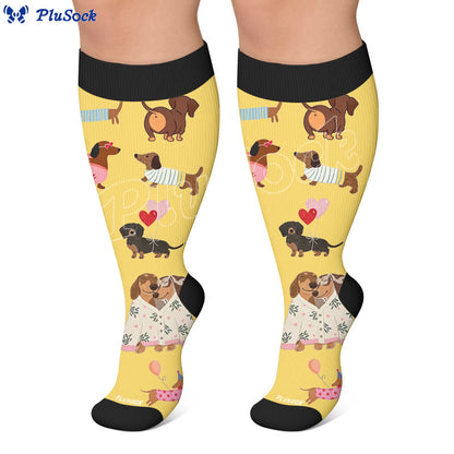 Plusock Plus Size Heart Sunglasses Dog Compression Socks - image 5