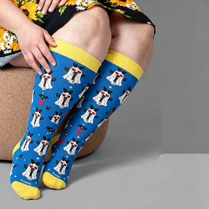 Plusock Plus Size Angel Ghost Heart Compression Socks - image 2