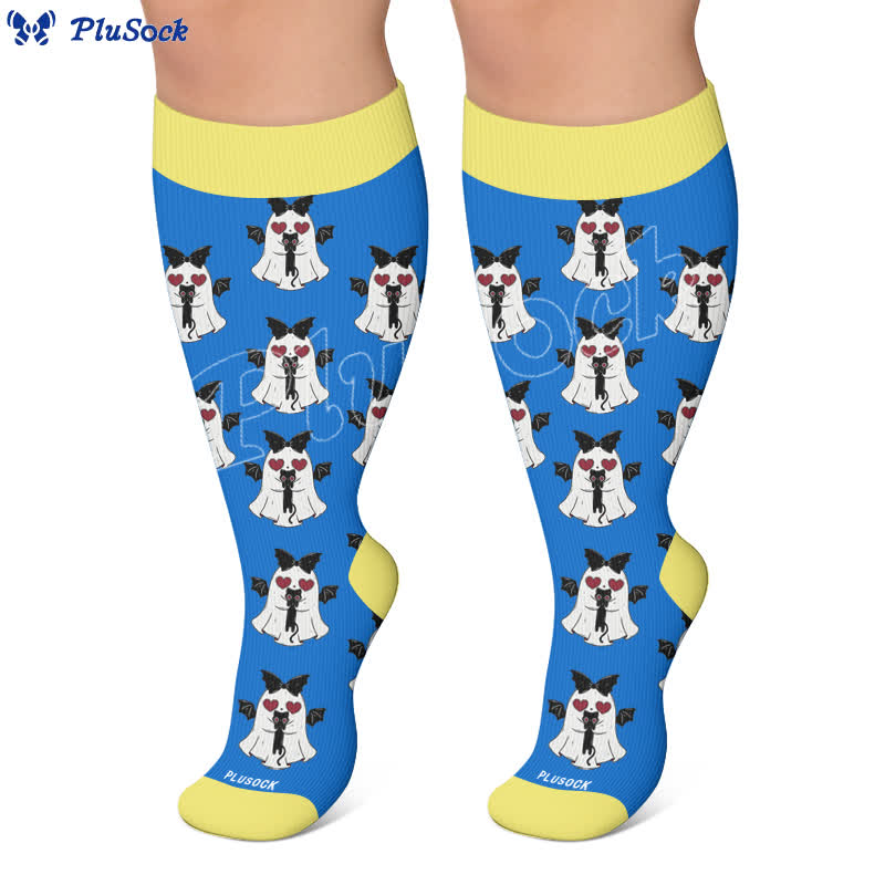 Plusock Plus Size Angel Ghost Heart Compression Socks - image 6