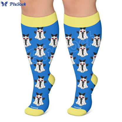 Plusock Plus Size Angel Ghost Heart Compression Socks - image 6