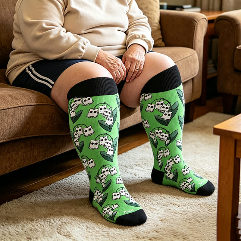 Plusock Plus Size Ghostly Skeleton Compression Socks - image 1