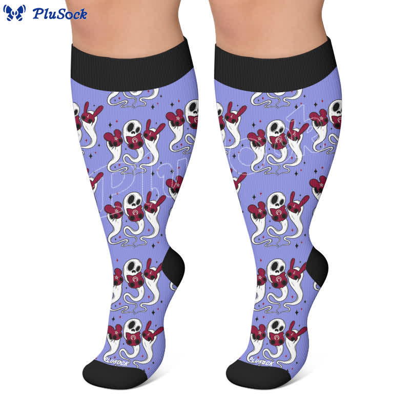 Plusock Plus Size Ghostly Skeleton Compression Socks - image 6