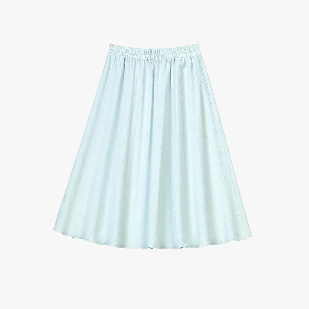 Plusock Plus Size Solid Loose Cotton Linen Top and Skirt Set - Skirt - Blue - 6XL - image 9