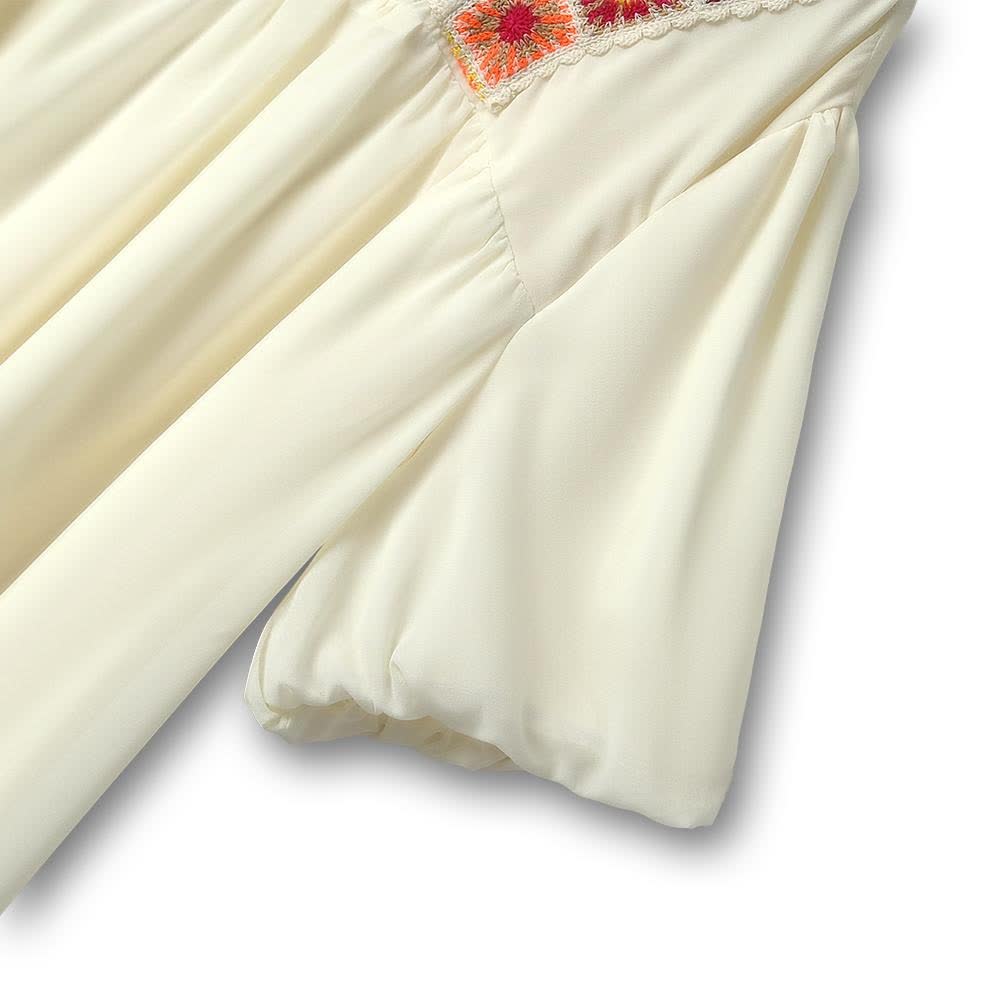 Plusock Boho Embroidered Square Neck Top and Wide Leg Pants Set - image 3