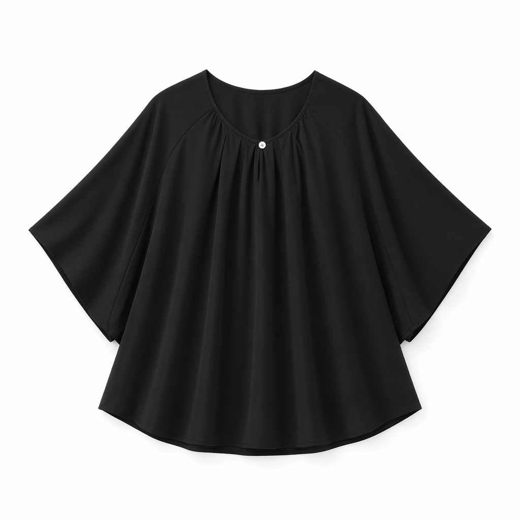 Plusock Plus Size Solid Loose Cotton Linen Top and Skirt Set - Blouse - Black - 6XL - image 11