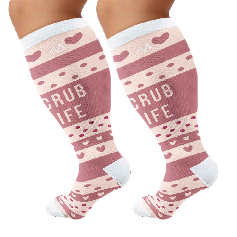 Plusock Plus Size Nurse Print Compression Socks(3 Pairs) - Pink - 4XL - image 8