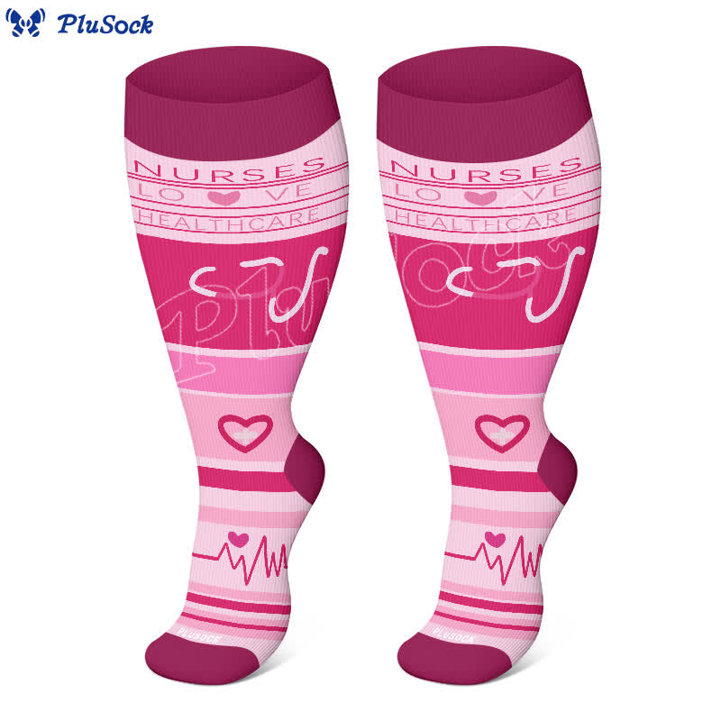 Plusock Plus Size Nurse Print Compression Socks(3 Pairs) - image 7