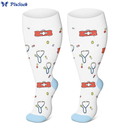 Plusock Plus Size Nurse Print Compression Socks(3 Pairs) - image 5