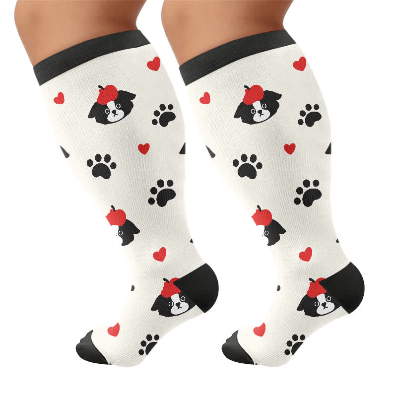 Plusock Plus Size Kitty Bloom Compression Socks - Black - 4XL - image 9